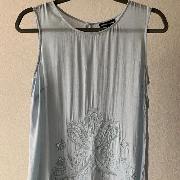 ๐ Warehouse Light Blue Embroidered Sleeveless Top โ Light & Airy! โจ - Picture 1 of 4